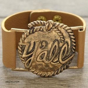 Country Gal Y'ALL Design Leather Bracelet Cuff